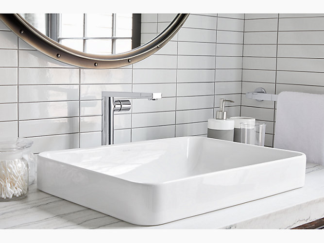 Vox Rectangle Vessel Bathroom Sink Kohler, Kohler Vox White Drop In Rectangular Bathroom Sink With Overflow Drain
